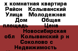 3-х комнатная квартира › Район ­ Колыванский › Улица ­ Молодежная › Дом ­ 2 › Общая площадь ­ 55 › Цена ­ 1 500 000 - Новосибирская обл., Колыванский р-н, Соколово с. Недвижимость » Квартиры продажа   . Новосибирская обл.